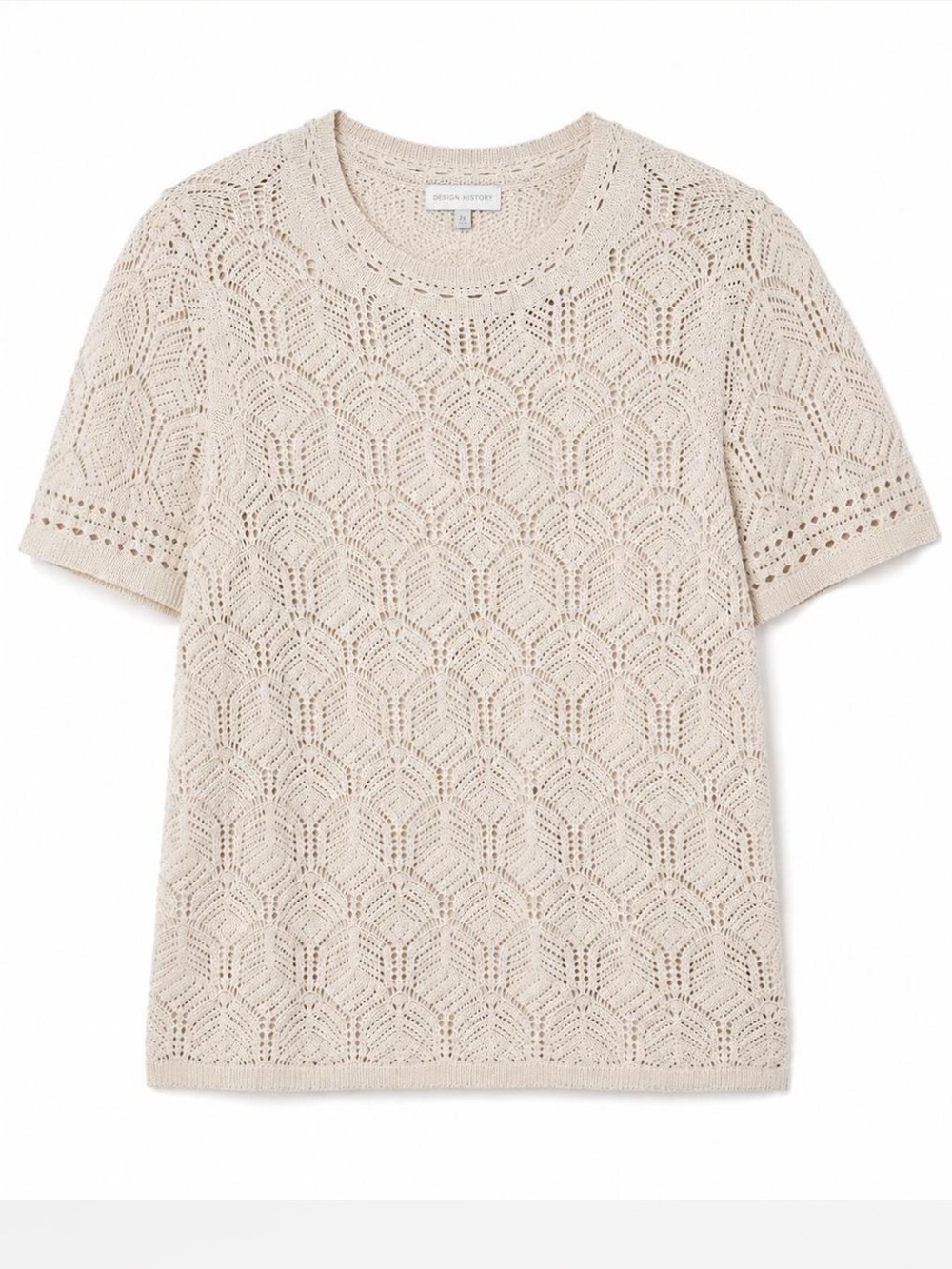 Design History Harper Crochet Shirt Sleeve Sweater- cream